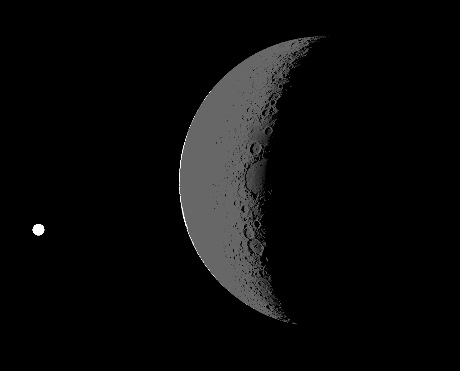 PTM3D synthetic image showing earthshine-only illumination of the lunar nightside